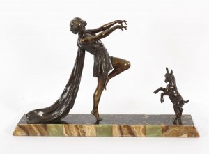 Antique Art Deco Bronze Toga Dancer by Emile Carlier Circa 1920