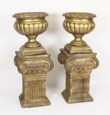 Vintage Pair Hollywood Regency Classical Garden Urns 20th C