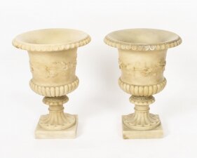 Antique Pair Grand Tour Alabaster Campana Urns  19th C | Ref. no. A3420 | Regent Antiques
