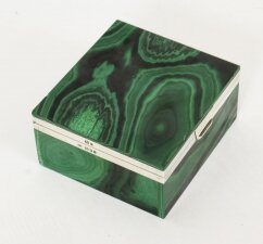 Antique Art Deco Sterling Silver Mounted Malachite Casket 1925