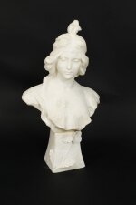 Antique French Art Nouveau Alabaster Portrait Bust 19th C