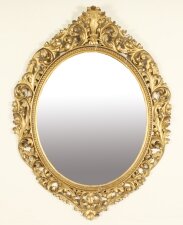 Antique Oval Florentine Giltwood Mirror 19th Century 120x92cm