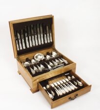 Vintage English Silver Plated Cased 141 Piece 12 Setting Canteen Cutlery 20th C