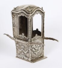 AntiqueFrench Silver Miniature Sedan Chair 19th C