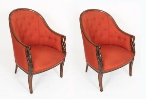 Vintage Pair French Louis XV Revival Swan Tub  Armchairs Mid 20th Century | Ref. no. A3494 | Regent Antiques