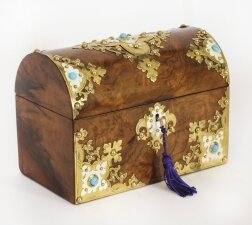 Antique Burr Walnut, Ivorine & Brass Box Domed Casket with Key  19th Century | Ref. no. A3551 | Regent Antiques