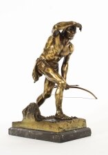 Antique German Gilt Bronze Indian Scout by Josef Drischler Circa 1900