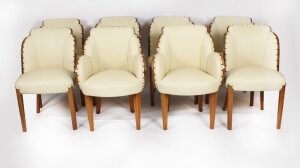 Antique Set 8 Art Deco Burr Walnut Cream Leather Cloud Back Chairs  C1930 | Ref. no. A3606b | Regent Antiques