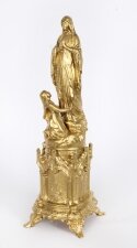 Antique Sculpture St Bernadette before the Virgin Mary 19th Century