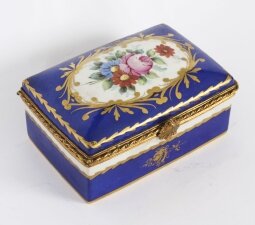 Antique Limoges Royal Blue Ormolu Mounted Casket Box 19h C