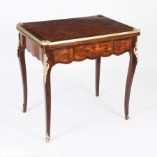 Antique French Burr Walnut Parquetry Card Backgammon Table 19th Century