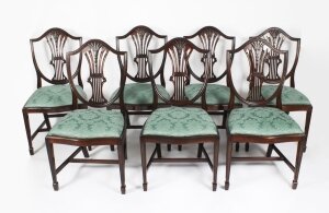 Vintage Set Seven Wheatsheaf Shieldback Dining Chairs 20th C