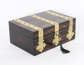 Antique Figured Coromandel Brass Box Casket 19th Century