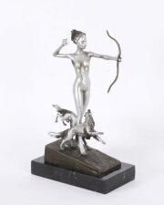 Antique Art Deco Revival Bronze Diana the Huntress Josef Lorenzl 20th C