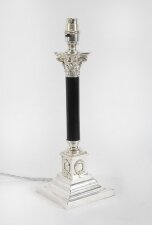 Antique Victorian Corinthian Column Silver Plated Table Lamp 19th C