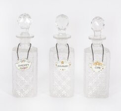 Vintage Group of 3 Crystal Cut Glass Decanters 20th C