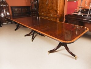 Vintage 13ft Regency Revival Crossbanded Dining Table 20th Century
