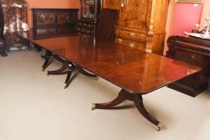 Antique 14ft Flame Mahogany Regency Revival  Triple Pillar Dining Table  19th C | Ref. no. A3815 | Regent Antiques