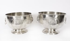 Antique Pair & 34 1st Lancashire Rifle& 34 Silver Plated Wine Coolers Elkington 19th C