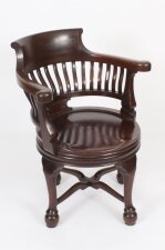 Antique Victorian Walnut Revolving Desk Chair 19th C