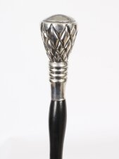 Antique French Silver Walking Cane Stick 19th Century 90cmx35.5inches