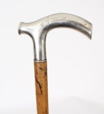 Antique Continetal Silver Ebonized Walking Cane Stick Late 19th C 83cm 32inch