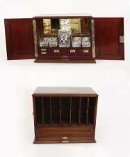 Antique Inlaid Flame Mahogany Three Crystal Decanter Tantalus  19th C | Ref. no. A3914 | Regent Antiques