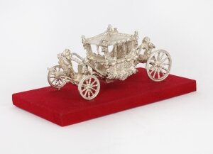 Vintage Sterling Silver Model of Queen& 39 s Coronation Coach 20th C