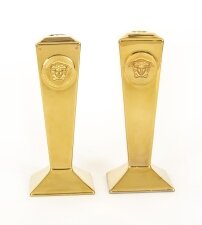 Vintage Pair Rosenthal Porcelain Versace Medusa Candlesticks Dated 1993