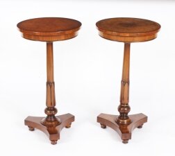 Vintage Pair William IV Revival Burr Walnut Occasional Tables 20th century