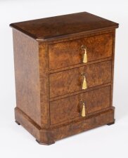 Bespoke Burr Walnut Bedside Chest Cabinet
