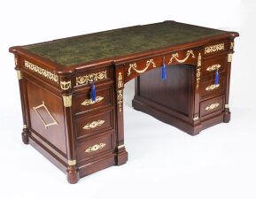 Antique French Empire Revival Ormolu Mounted Partners Desk 19th C