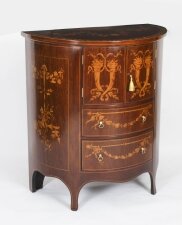 Antique Victorian Marquetry Demi Lune Cabinet 19th Century