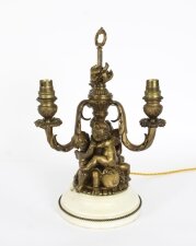 Antique French Ormolu Cherub Table Lamp Louis Revival Circa 1870