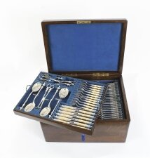 Antique English Silver Plated Cased 155 Piece 24 Setting Canteen Cutlery 20th C