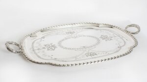Antique Large Victorian Neo Classical Silver Plated Butlers Tray Circa 1870