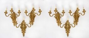 Antique Set of 6 French Louis Revival Twin Branch Wall Lights 20th Century