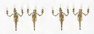 Antique Set 4 Neo Classical Revival OmoluTriple Branch Wall Lights C1880