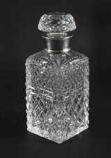 Vintage Cut Crystal Glass Silver Mounted Decanter Birmingham 1973