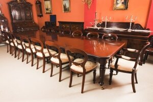 Antique 14ft6& 34 William IV Dining Table C1835 & 16 Balloon back dining chairs