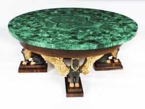 Vintage Malachite and Walnut Patinated Bronze Coffee Table Mid 20th C