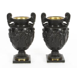 Antique Pair French Grand Tour Neo Classical Bronze Urns 19th C