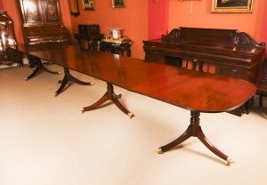 Vintage 17ft Regency Style Dining Table Flame Mahogany 20th C