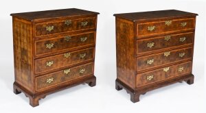 Vintage Pair of Burr Walnut Oyster Veneer Chests of Drawers 20th C