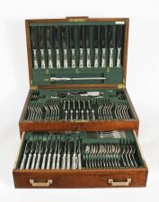 Vintage 12 Place Kings Pattern Canteen Sterling Silver Cutlery by Harrods 20th C