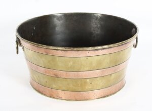 Antique Brass & Copper Bound Wine Cooler Circa 1820 19th C