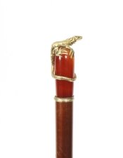 Antique Russian Agate & Silver Gilt Walking Cane Stick C1880 88cm 34.5 inches