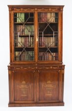 Antique Marquetry Inlaid Bookcase 19th C