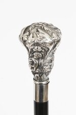 Antique French Silver Topped Walking Stick Cane C1890 94cm 37 inches