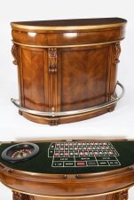 Vintage Walnut Cocktail Drinks Bar With Roulette and Craps Boards 20th Century